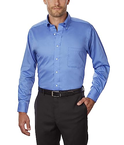 Van Heusen Herren Regular Fit Twill Solid Button Down Kragen Kleid Hemd, Kobalt, XL von Van Heusen