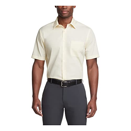 Van Heusen Herren Short Sleeve Dress Shirt Regular Fit Poplin Solid Klassisches Hemd, Zitronenglasur, 38 cm Hals Van Heusen Herren Short Sleeve Dress Shirt Regular Fit Poplin Solid Klassisches Hemd, Zitronenglasur, 38 cm Hals von Van Heusen