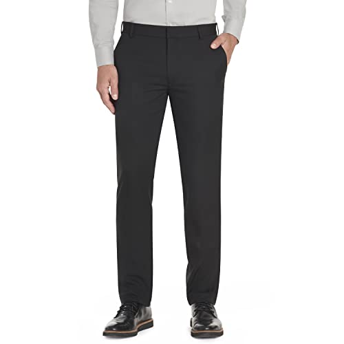Van Heusen Herren Slim Fit Stretch Flat Front Traveler Pant Klassische Hose, schwarz, 29W / 32L von Van Heusen