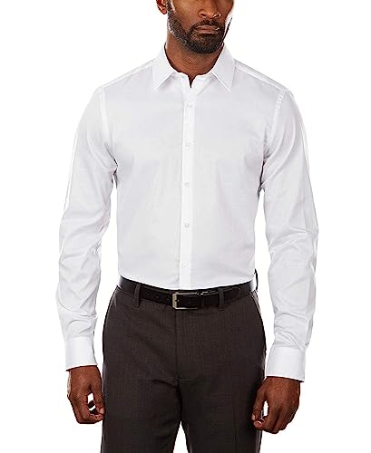 Van Heusen Herren Stretch-Kleiderhemd mit flexiblem Kragen, schmale Passform Klassisches Hemd, Weiß, 43 cm Hals 86 cm-89 cm Ärmel von Van Heusen