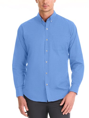 Van Heusen Herren Wrinkle Free Long Sleeve Shirt Hemd mit Button-Down-Kragen, Blau-Riviera Blue, Groß von Van Heusen