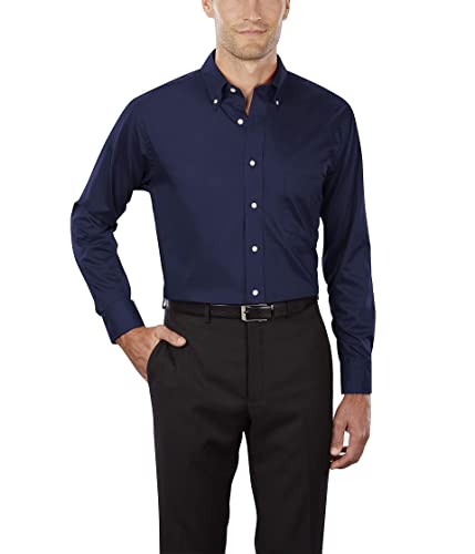 Van Heusen Herrenhemd, Normale Passform, Twill mit Knopfleiste, Navy, X-Groß von Van Heusen