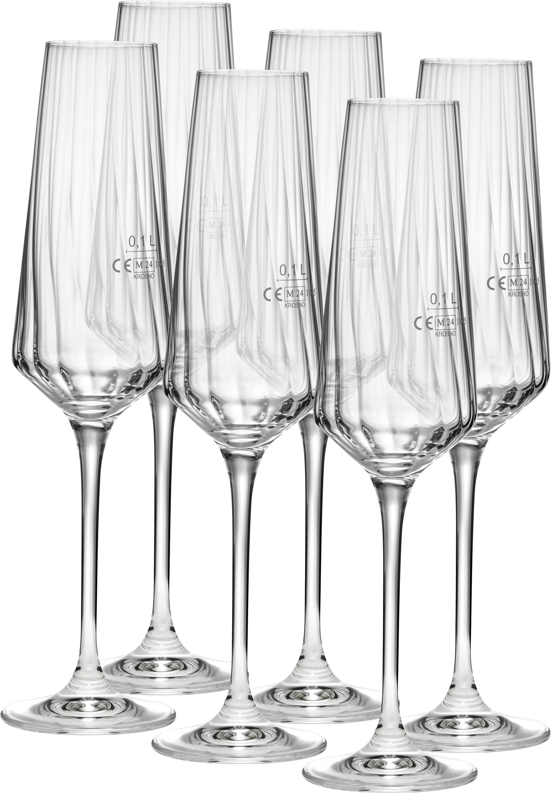 van Well Sektglas "Eva, Sektgläser 20 cl geeicht, 6 Stück" Relief-Optik, spülmaschinengeeignet von Van Well