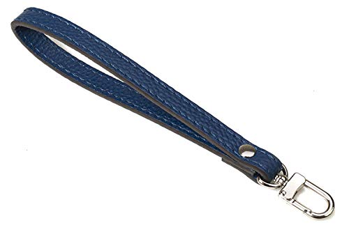 VanEnjoy Schlüsselanhänger aus echtem Leder, für Geldbörse, Geldbörse, Clutch, Handy, Schlüssel (quadratisches Schloss), Blau-silberfarbenes Metall, 7.1" von VanEnjoy