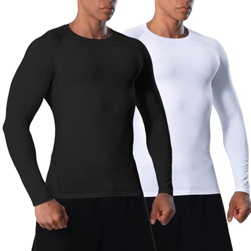VanKee Herren Kompressionsshirt Langarm Schweißableitende Schnell Trocknende Funktionsshirt Atmungsaktiv Langarm Geeignet Zum Laufen Und Trainieren von VanKee