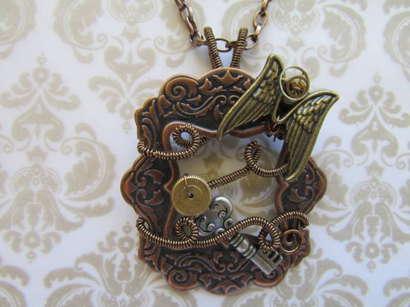 Steampunk Engel Statement Halskette von VanaElentari