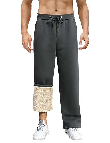Vancavoo Jogginghose Herren Baumwolle Freizeithose Warm Sweatpants Fleece Gefütterte Jogger Hosen Thermo Lang Sporthose Winterhose Lässige Lose Trainingshose Winter mit Taschen,Dunkelgrau,XL von Vancavoo