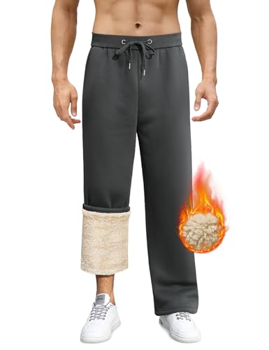 Vancavoo Jogginghose Herren Baumwolle Freizeithose Warm Sweatpants Fleece Gefütterte Jogger Hosen Thermo Lang Sporthose Winterhose Lässige Lose Trainingshose Winter mit Taschen,Dunkelgrau,XXL von Vancavoo