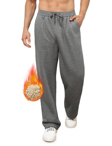 Vancavoo Jogginghose Herren Baumwolle Freizeithose Warm Sweatpants Fleece Gefütterte Jogger Hosen Thermo Lang Sporthose Winterhose Lässige Lose Trainingshose Winter mit Taschen,Hellgrau,XXL von Vancavoo