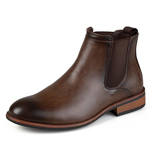 Vance Co. Chelsea-Stiefel für Herren aus Kunstleder, hohe Oberseite, runder Zehenbereich, Braun (braun), 41.5 EU von Vance Co.