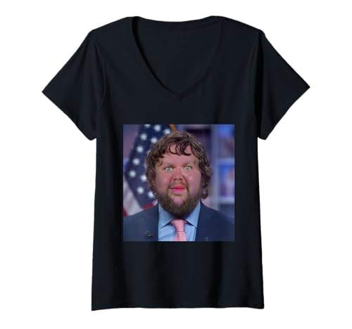 Damen Lustiges JD Vance Shirt JD Vance Face Meme T-Shirt mit V-Ausschnitt von Vance Face Meme Shirt