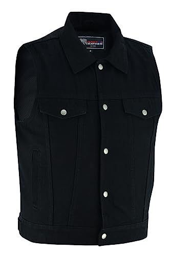 Vance VB917 Herren Jeans Style Denim SOA Motorradweste mit versteckten Tragetaschen, Schwarz, X-Large von Vance Leather