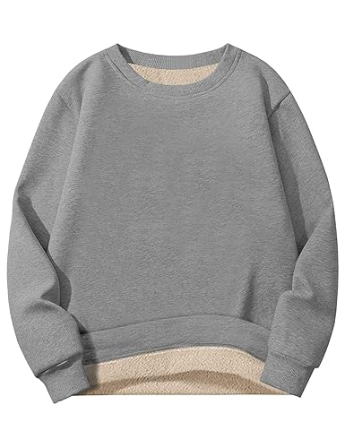 Vanchenl Herren Winter Sherpa Gefütterte Hoodies Sweatshirt Warmes Fleece Langarm Crewneck Pullover Tops Graue Sweatshirts XL von Vanchenl