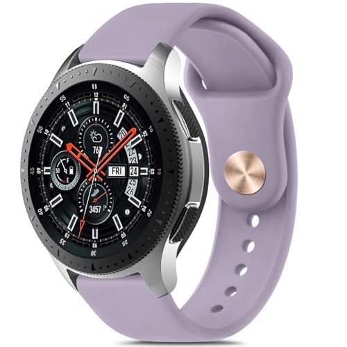 Vancle Armbänder für Samsung Galaxy Watch 46 mm / Gear S3 Frontier, Galaxy Watch 3 Bänder 45 mm/klassisches Band, 22 mm weiches Silikon-Sportarmband für Damen und Herren (Lavendelgrau) von Vancle
