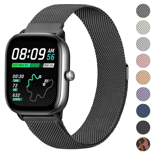 Vancle 20 mm Armband für Amazfit GTS/GTS 2 Mini/GTS 4 Mini/GTS 2/ GTS 2e/ GTS 3/ GTS 4 Damen Herren, Ersatz-Armbänder aus Edelstahl mit Magnet für Amazfit GTR Mini/Amazfit Active, Schwarz von Vancle