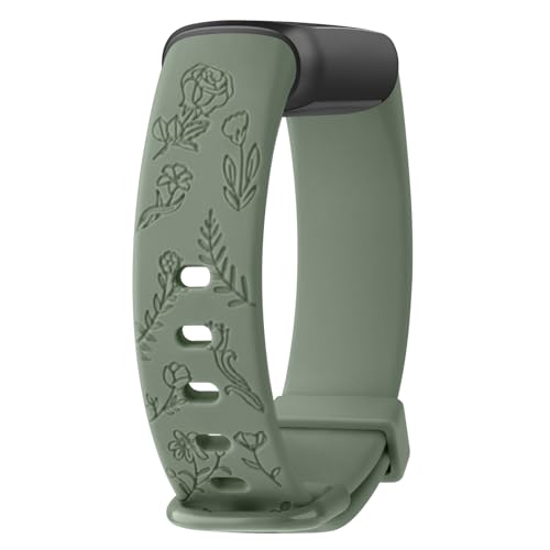 Vancle Armbänder mit Blumengravur für Fitbit Luxe, weiches Silikon, Ersatzband für Fitbit Luxe/Luxe, Special Edition, Fitness-Tracker, Damen und Herren, Größe L, Kaktus von Vancle