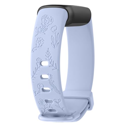 Vancle Armbänder mit Blumengravur für Fitbit Luxe, weiches Silikon, Ersatzband für Fitbit Luxe/Luxe, Special Edition, Fitness-Tracker, Damen und Herren, Größe S, Babyblau von Vancle