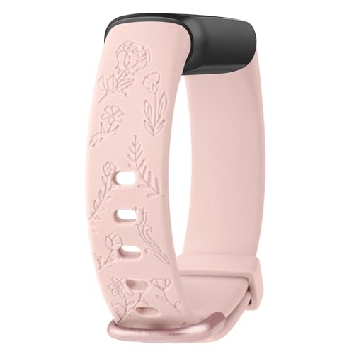 Vancle Armbänder mit Blumengravur für Fitbit Luxe, weiches Silikon, Ersatzband für Fitbit Luxe/Luxe, Special Edition, Fitness-Tracker, Damen und Herren, Größe S, Rosa von Vancle