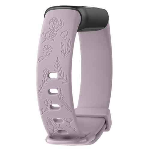 Vancle Armbänder mit Blumengravur für Fitbit Luxe, weiches Silikon, Ersatzband für Fitbit Luxe/Luxe, Special Edition, Fitness-Tracker, Damen und Herren, größer, Lavendelgrau von Vancle