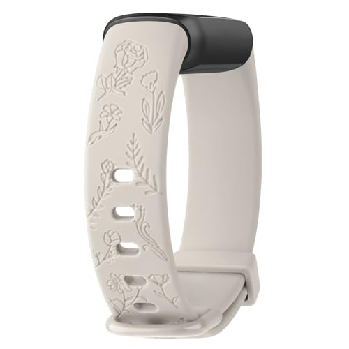 Vancle Armbänder mit Blumengravur für Fitbit Luxe, weiches Silikon, Ersatzband für Fitbit Luxe/Luxe, Special Edition, Fitness-Tracker, Damen und Herren, klein, Sternenlicht von Vancle