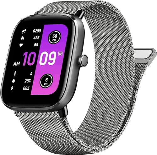 Vancle Armband für Amazfit GTS 2 Mini Armband/GTS 4 Mini/GTS 4/GTS 3/GTS 2/GTS 2e für Damen Herren,Metall Mesh Edelstahl Ersatzarmband 20mm Uhrenarmband für Amazfit GTR Mini/GTR 42mm (Grau) von Vancle