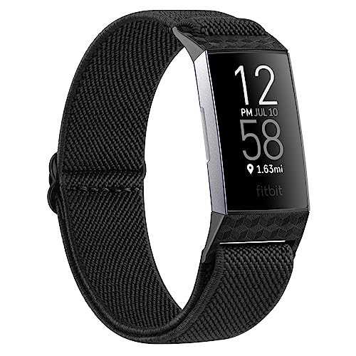 Vancle Armband für Fitbit Charge 4 Armband Damen Herren,Nylon Sport Verstellbares Ersatzarmbänder für Fitbit Charge 3 Armband/Fitbit Charge 4 SE Armband/Fitbit Charge 3 SE Armband (Schwarzer) von Vancle