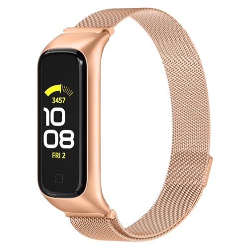 Vancle Armband für Samsung Galaxy Fit 2 Armband für Damen Herren, Magnetisch Metall Edelstahl Ersatzarmband Verstellbar Sport Uhrenarmband für Samsung Galaxy Fit 2, Edles Gold von Vancle