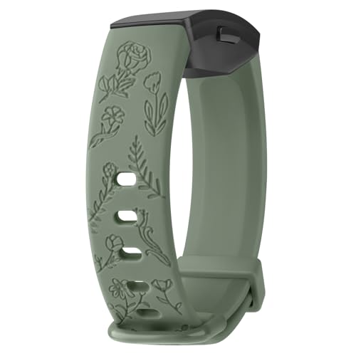 Vancle Gravierte Armbänder für Fitbit Inspire 2/Inspire HR/Inspire Fitness Tracker, TPU wasserdicht Floral Ersatzarmbänder für Fitbit Inspire HR/Inspire 2/Inspire Damen Herren von Vancle