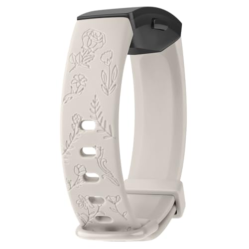 Vancle Gravierte Armbänder für Fitbit Inspire 2/Inspire HR/Inspire Fitness Tracker, TPU wasserdicht Floral Ersatzarmbänder für Fitbit Inspire HR/Inspire 2/Inspire Damen Herren von Vancle