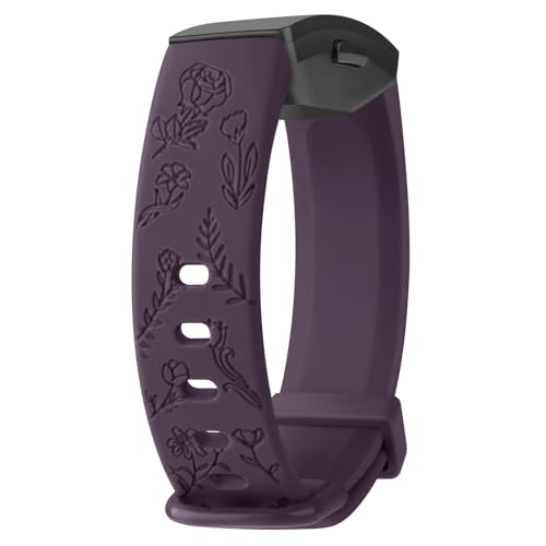 Vancle Gravierte Armbänder für Fitbit Inspire 2/Inspire HR/Inspire Fitness Tracker, TPU wasserdicht Floral Ersatzarmbänder für Fitbit Inspire HR/Inspire 2/Inspire Damen Herren von Vancle