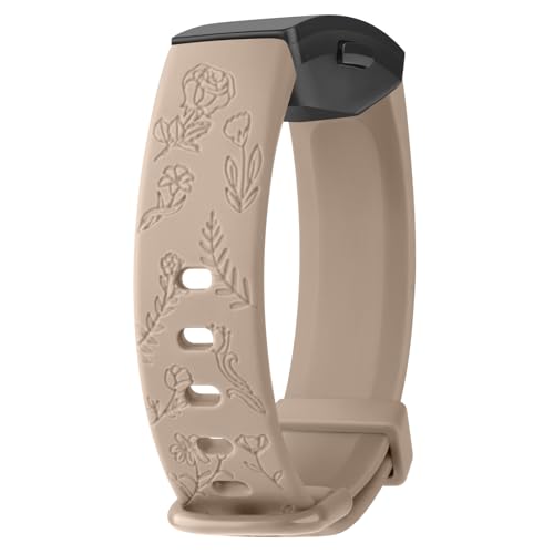 Vancle Gravierte Armbänder für Fitbit Inspire 2/Inspire HR/Inspire Fitness Tracker, TPU wasserdicht Floral Ersatzarmbänder für Fitbit Inspire HR/Inspire 2/Inspire Damen Herren von Vancle