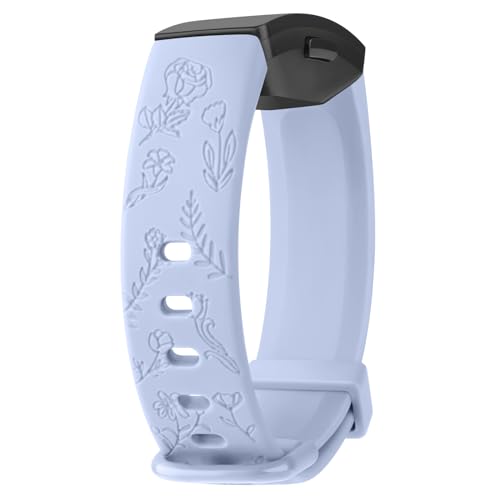 Vancle Gravierte Armbänder für Fitbit Inspire 2/Inspire HR/Inspire Fitness Tracker, TPU wasserdicht Floral Ersatzarmbänder für Fitbit Inspire HR/Inspire 2/Inspire Damen Herren von Vancle