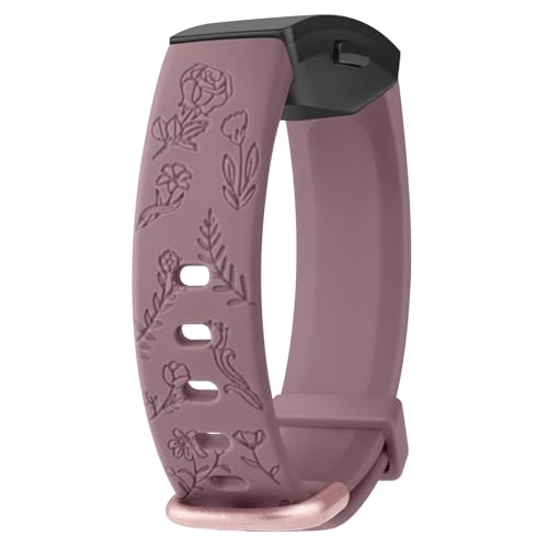 Vancle Gravierte Armbänder für Fitbit Inspire 2/Inspire HR/Inspire Fitness Tracker, TPU wasserdicht Floral Ersatzarmbänder für Fitbit Inspire HR/Inspire 2/Inspire Damen Herren von Vancle