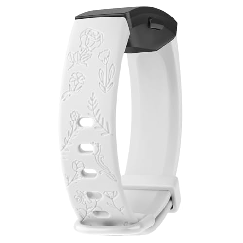 Vancle Gravierte Armbänder für Fitbit Inspire 2/Inspire HR/Inspire Fitness Tracker, TPU wasserdicht Floral Ersatzarmbänder für Fitbit Inspire HR/Inspire 2/Inspire Damen Herren von Vancle