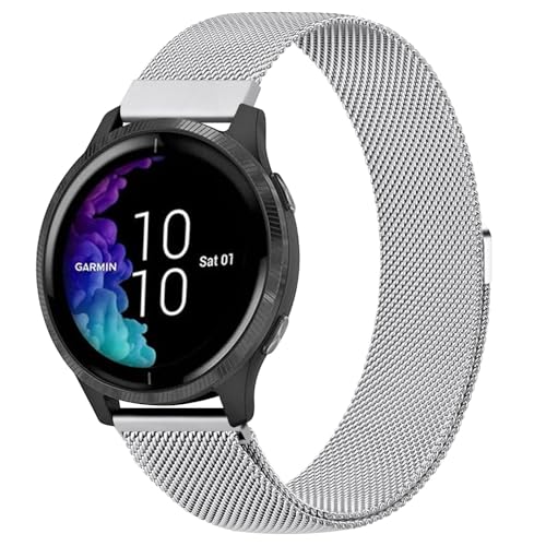 Vancle Metallbänder kompatibel mit Garmin Venu 2 Plus/Venu Sq 2/Venu Sq/Venu Damen Herren, Edelstahl-Ersatzband für Garmin Venu Sq Smartwatch (Silber) von Vancle