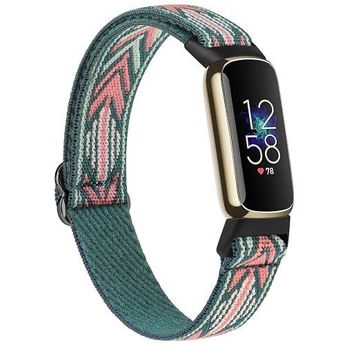 Vancle für Fitbit Luxe Armband Damen Herren,Nylon Verstellbares Weiches Sport Ersatzarmbänder für Fitbit Luxe(Grüner Pfeil) von Vancle