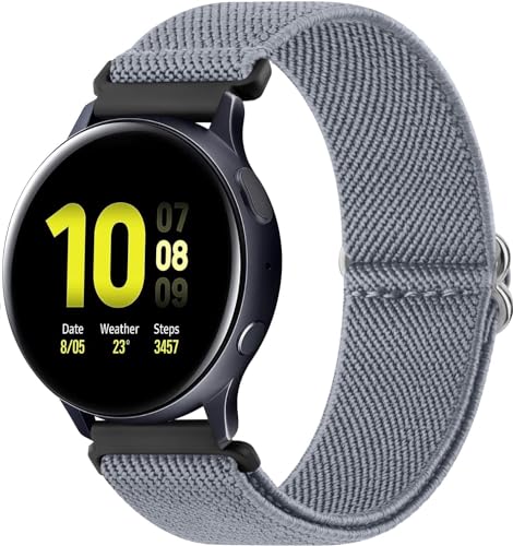 Vancle für Samsung Galaxy Watch Active 2 40mm 44mm Armband Damen Herren,Nylon Verstellbares Ersatzarmbänder für Samsung Galaxy Watch Active 40mm 44mm Armband (Blau grau) von Vancle