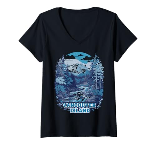 Damen Natur auf Vancouver Island T-Shirt mit V-Ausschnitt Damen Natur auf Vancouver Island T-Shirt mit V-Ausschnitt von Vancouver Island Mountain