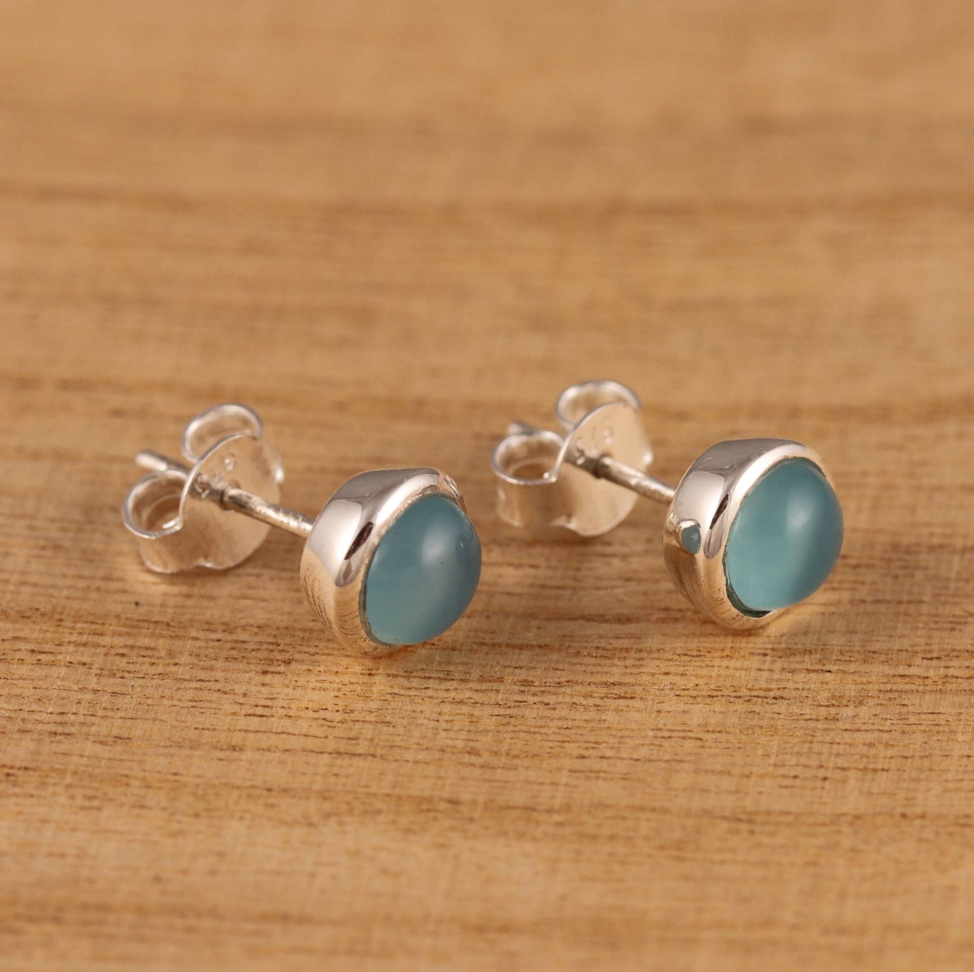 Natürliche Chalcedon 925 Sterling Silber Runde Ohrstecker 8mm Ohrringe Geschenk Boxed Natürliche Chalcedon 925 Sterling Silber Runde Ohrstecker 8mm Ohrringe Geschenk Boxed von VandPJewelleryLtd