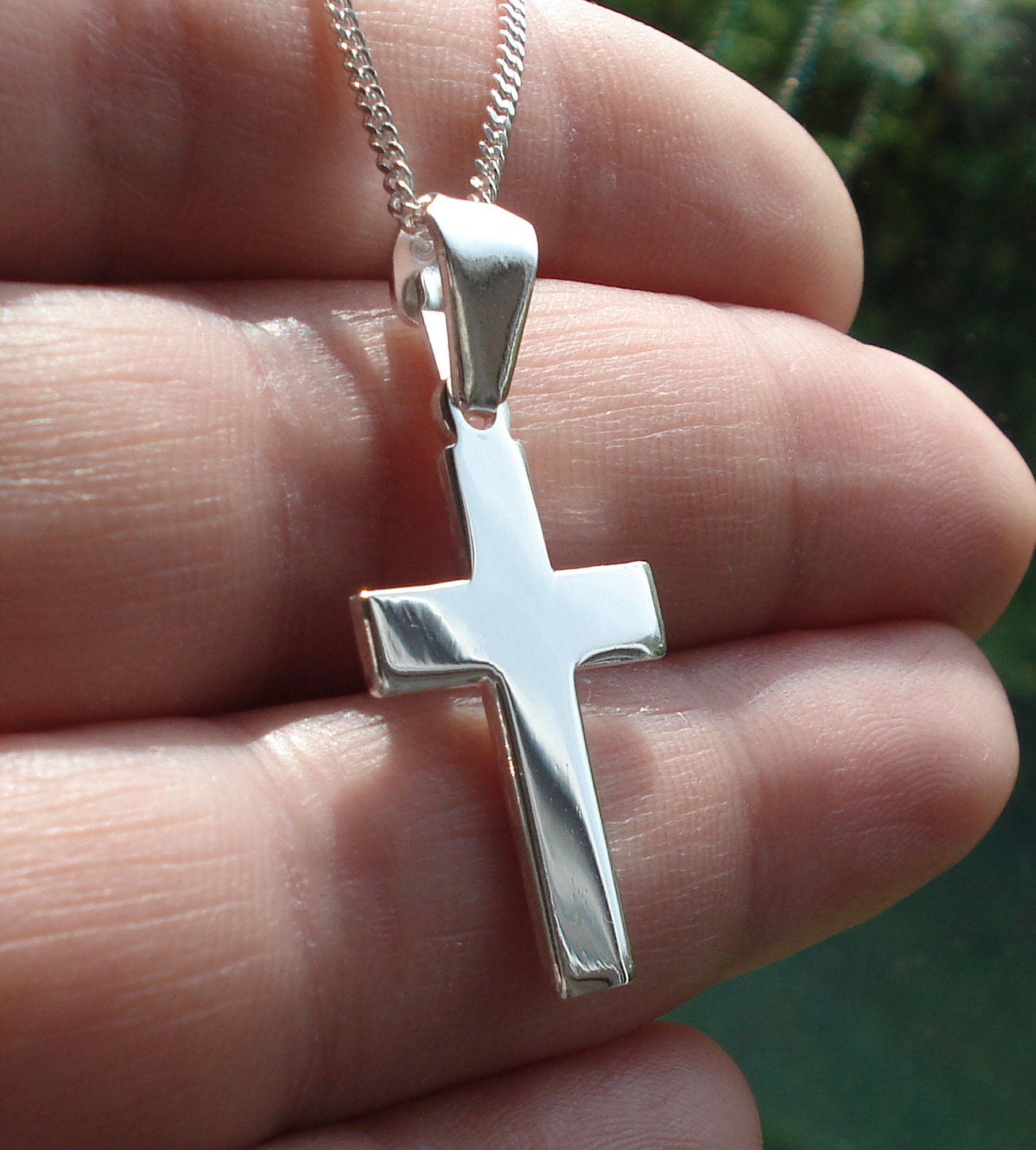 Solide 925 Sterling Silber Plain Kreuz Kruzifix Anhänger Halskette Panzerkette Geschenk Boxed von VandPJewelleryLtd