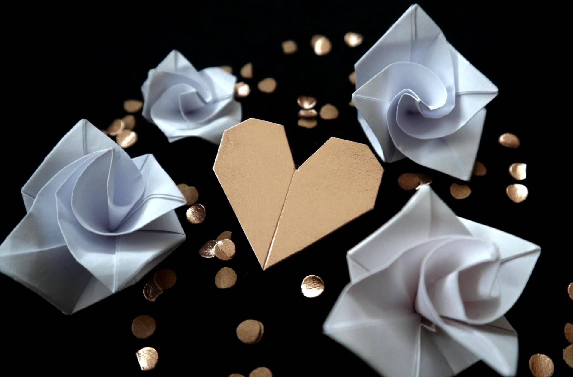 Origami Herz Brosche Roségold/Handmade Schmuck Rosegold Snappap Pins & Buttons Klein Leicht von VanecciaArt