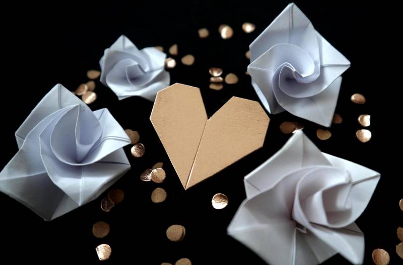 Origami Herz Brosche Roségold/Handmade Schmuck Rosegold Snappap Pins & Buttons Klein Leicht von VanecciaArt