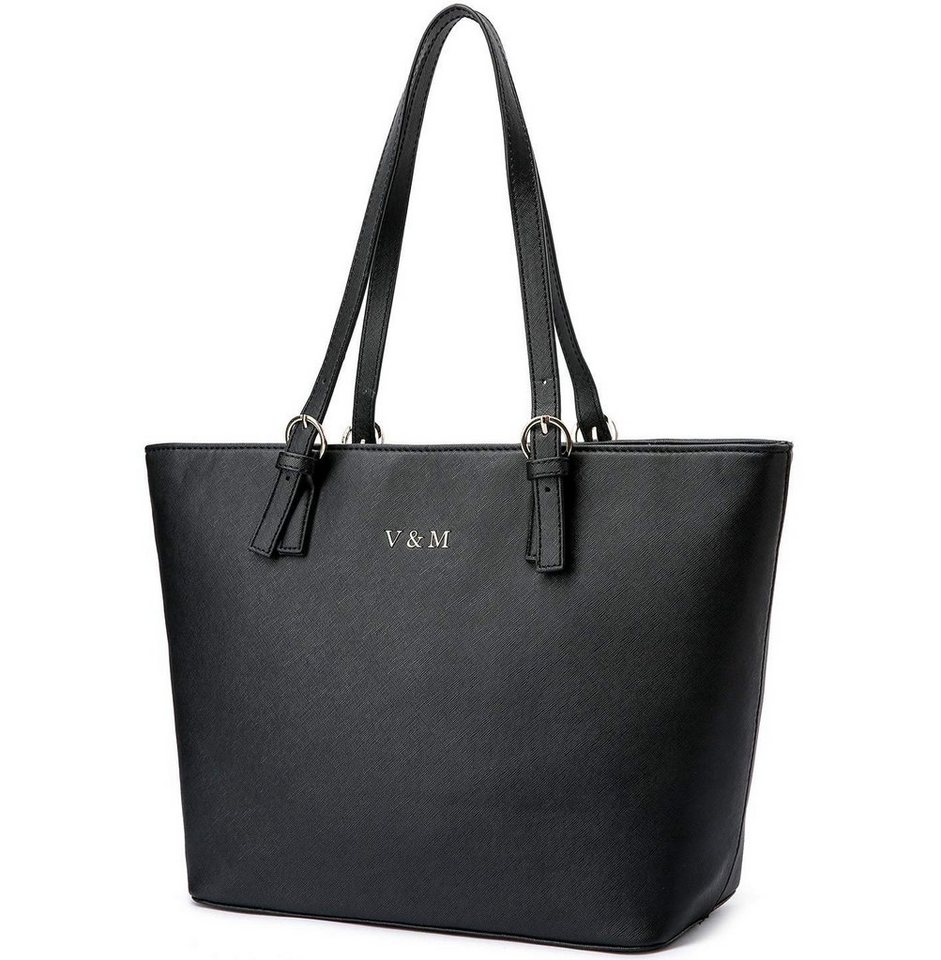 Vanessa & Melissa Shopper G19112BK, Damen Shopper klassisch elegante Handtasche Henkeltasche Schwarz von Vanessa & Melissa