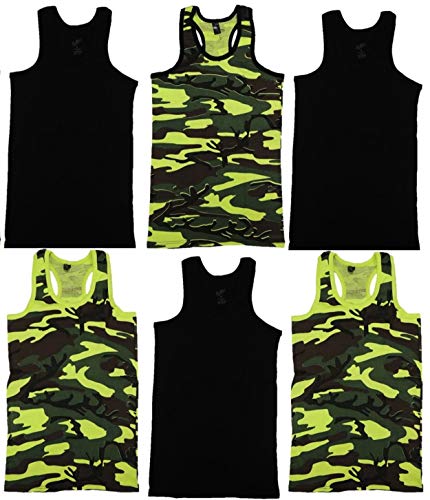 6er Pack 100% Baumwolle Militär-Style Jungen Unterhemden Camouflage in den Größen 164-188 (164-176) von VanessasShop