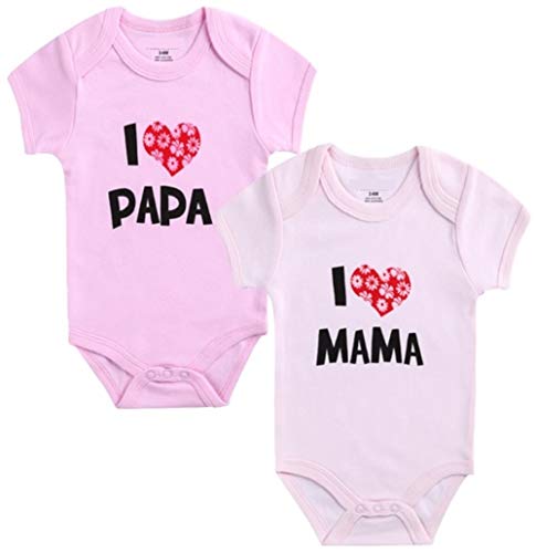 VanessasShop 1er oder 2er Pack Baby Body I Mama & I Papa/Weiß/Rosa/Blau Größe 0-9 Monate (0-3 Monate, 2er Pack (Mama+Papa) Rosa) von VanessasShop