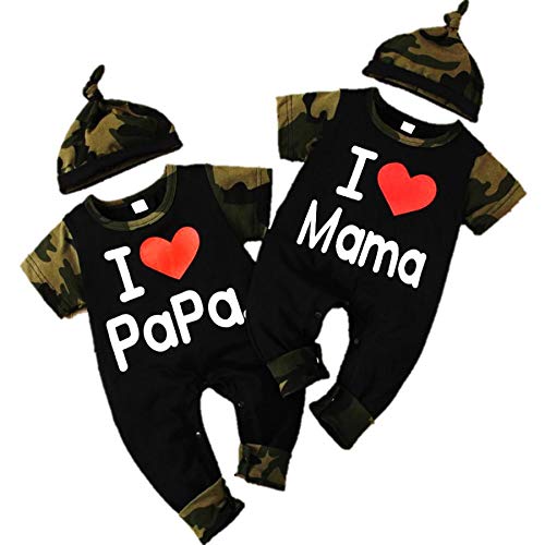 VanessasShop 2er Pack Baby Body/Romper -Set im Camouflage-Design I Mama & I Papa Geburt von VanessasShop