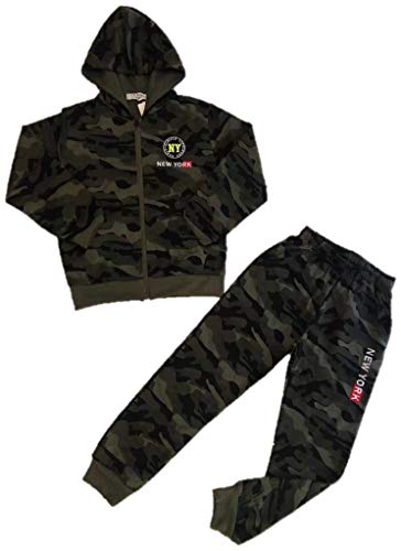 VanessasShop Camouflage Jungen Jogginganzug Set Sweatshirt-Jacke + Jogginghose in den Größen 98-164 (110-116) von VanessasShop