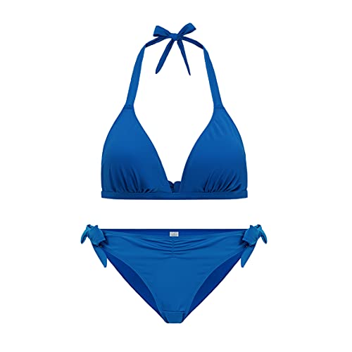VANEVER Damen Bikini Sets Halfter Triangle Top Bademode Gepolstert Mädchen Badeanzug Sexy Niedrige Taille Strandkleidung Blau M von Vanever