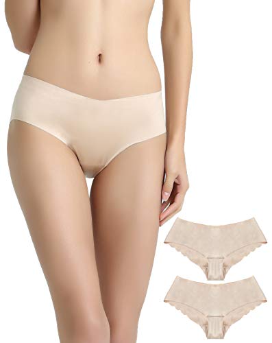 VANEVER Damen No VPL Höschen 2er Pack Low Waist Invisible Hipsters Glatt Keine sichtbare Panty Line Unterwäsche Nude Größe 40 von Vanever