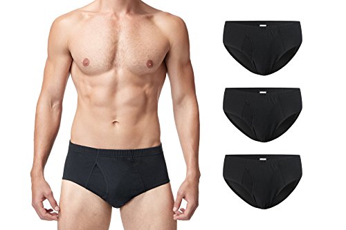 VANEVER Herren-Slips, 100 % Baumwolle, mit Schlüsselloch, weiche Unterwäsche, 3er-Pack, Schwarz , XXL von Vanever